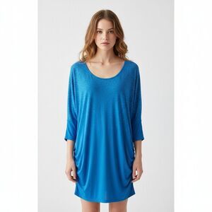 Serena Williams Teal Gold Studded Ruched Tee Dress - XL